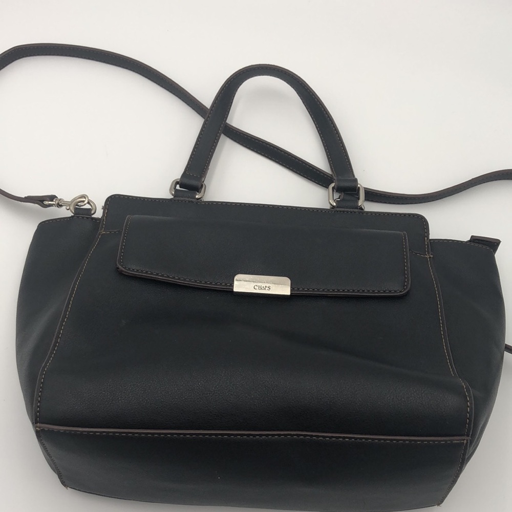 Chaps Faux Leather Handbag with Crossbody Strap